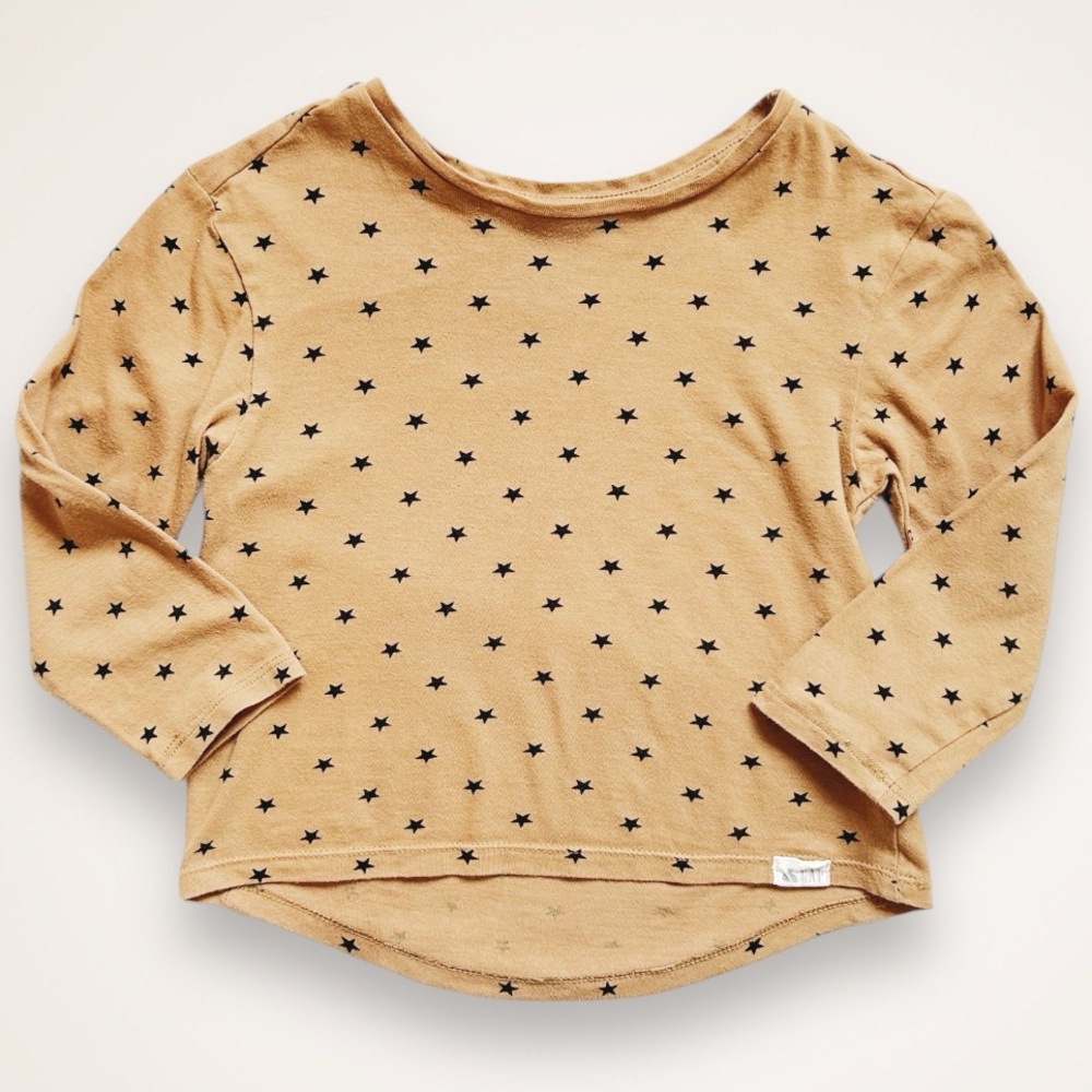 Gap Kids Toddler 100% Organic Cotton Brown Star Print Tunic Long Sleeve Top 3T